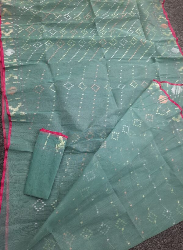 Pastel Green Soft Cotton Jamdani Saree