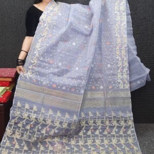 Premium Half Silk Saree white Count-84 With Blouse Piece