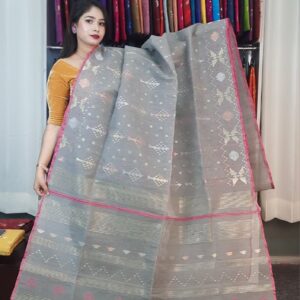 authentic dhakai jamdani saree with elegant motive from bangladesh