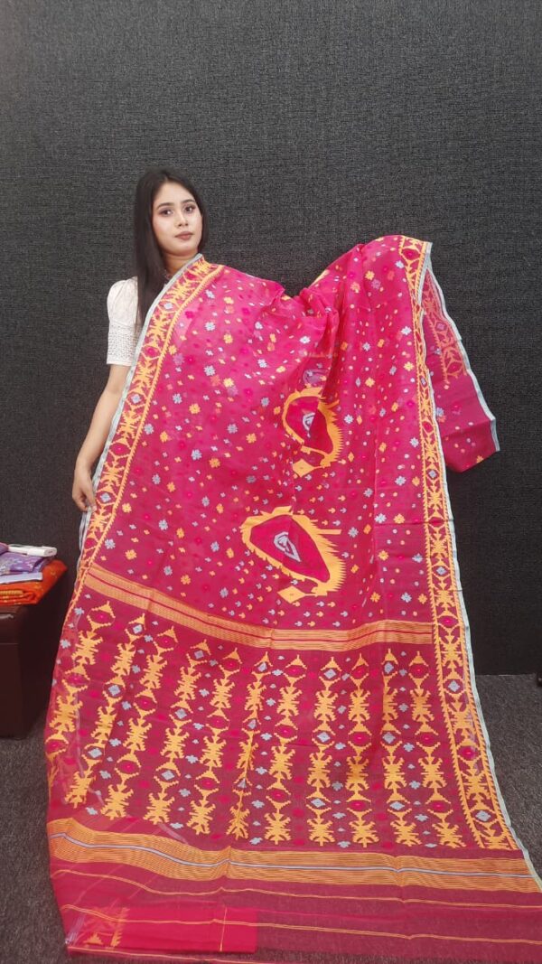 authentic dhakai jamdani saree with elegant motive from bangladesh