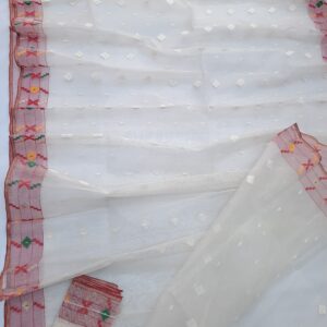 White Half Silk Jamdani Saree