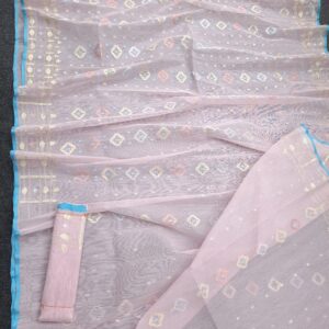 Baby Pink Half Silk Jamdani Saree