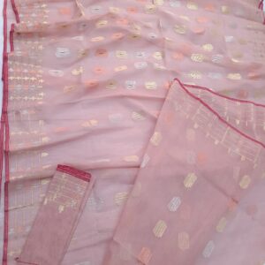 Dusty Rose Half Silk Jamdani Saree