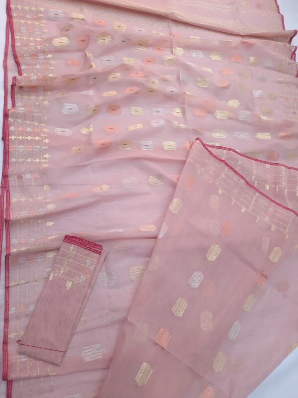 Dusty Rose Half Silk Jamdani Saree