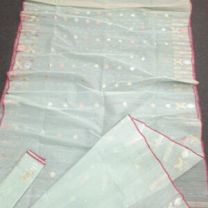 Mint Green Half Silk Jamdani Saree
