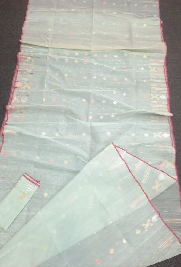 Mint Green Half Silk Jamdani Saree
