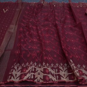 Elegant Mustard Yellow Half-Silk Jamdani Saree with Multicolor Buti