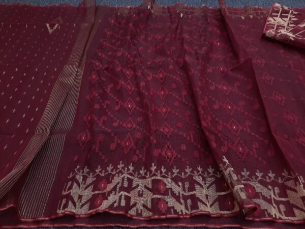 Elegant Mustard Yellow Half-Silk Jamdani Saree with Multicolor Buti