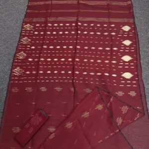 Brick Red Half Silk Jamdani Saree