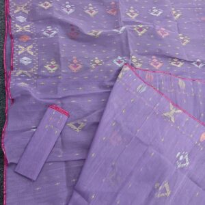 Charming Lavender Half Silk Jamdani Saree