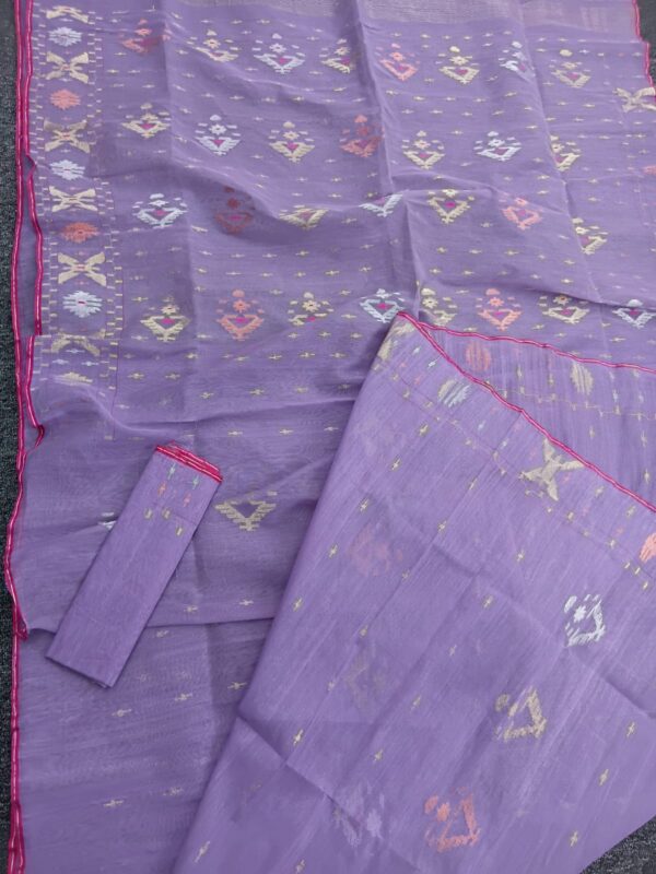 Charming Lavender Half Silk Jamdani Saree