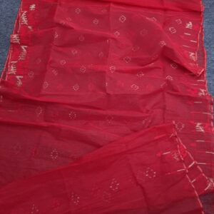 Elegant Red Mid Range Jamdani Saree