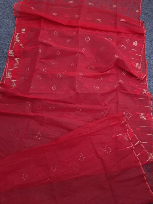 Elegant Red Mid Range Jamdani Saree