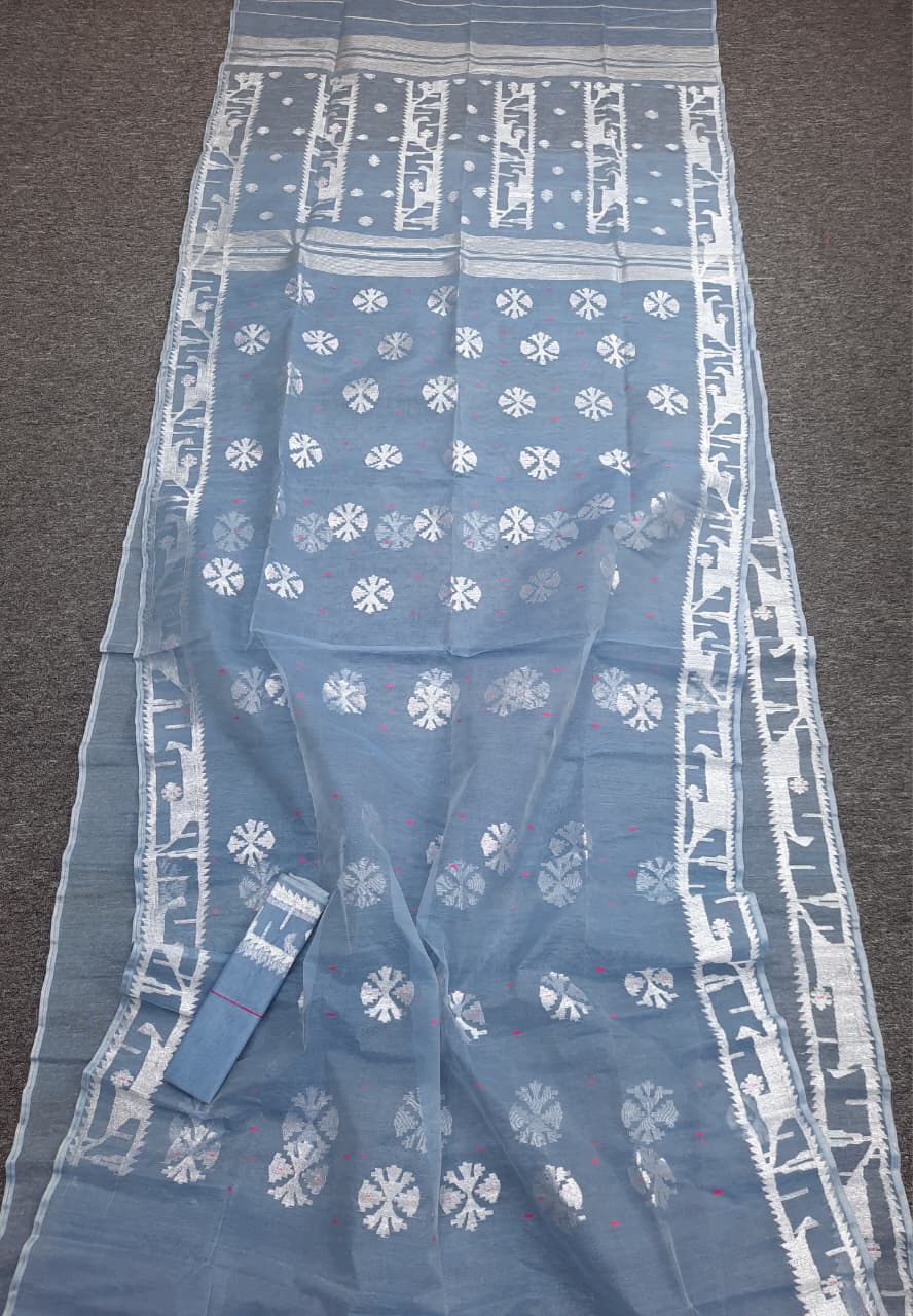 The Heritage of Bengali Handloom Bridal Jamdani Saree 84 Count - Image 5