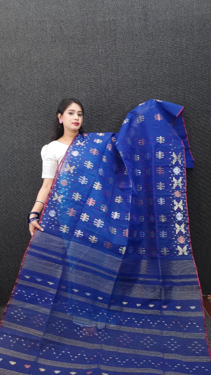authentic dhakai jamdani saree with elegant motive from bangladesh