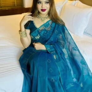authentic dhakai jamdani saree with elegant motive from bangladesh