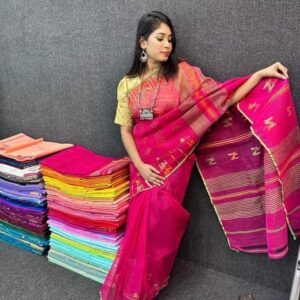 authentic dhakai jamdani saree with elegant motive from bangladesh
