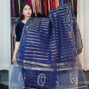 authentic dhakai jamdani saree with elegant motive from bangladesh