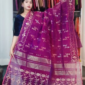 authentic dhakai jamdani saree with elegant motive from bangladesh