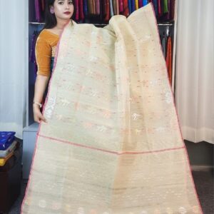 authentic dhakai jamdani saree with elegant motive from bangladesh