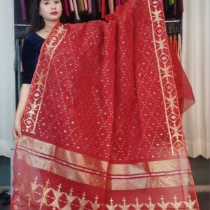 authentic dhakai jamdani saree with elegant motive from bangladesh