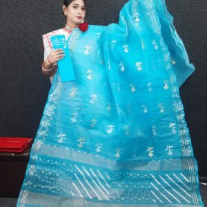 authentic dhakai jamdani saree with elegant motive from bangladesh